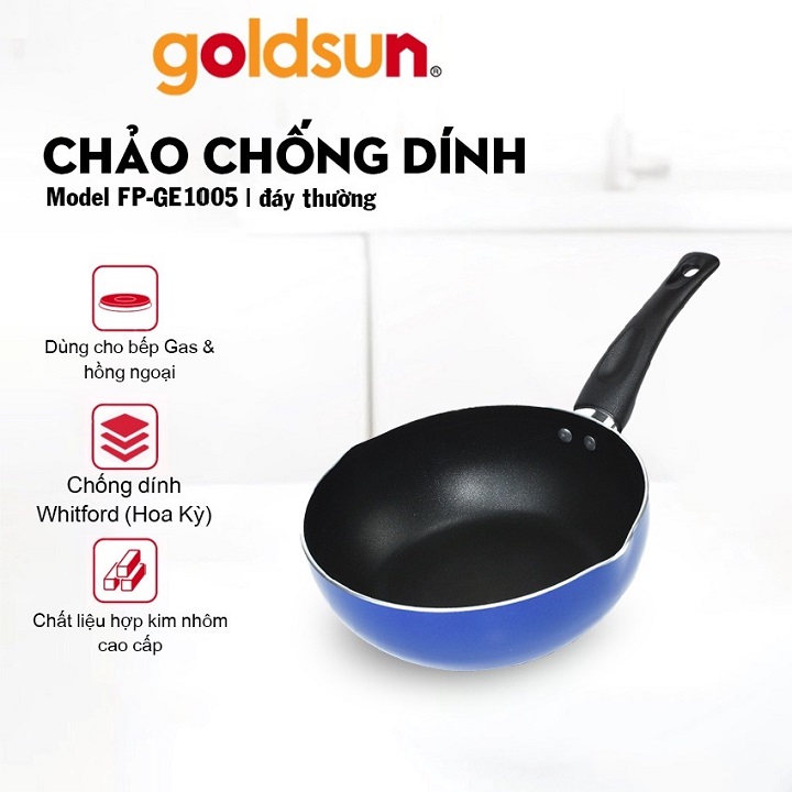 Chảo chống dính sâu lòng Gold.sun đường kính 20cm có miệng rót cao cấp