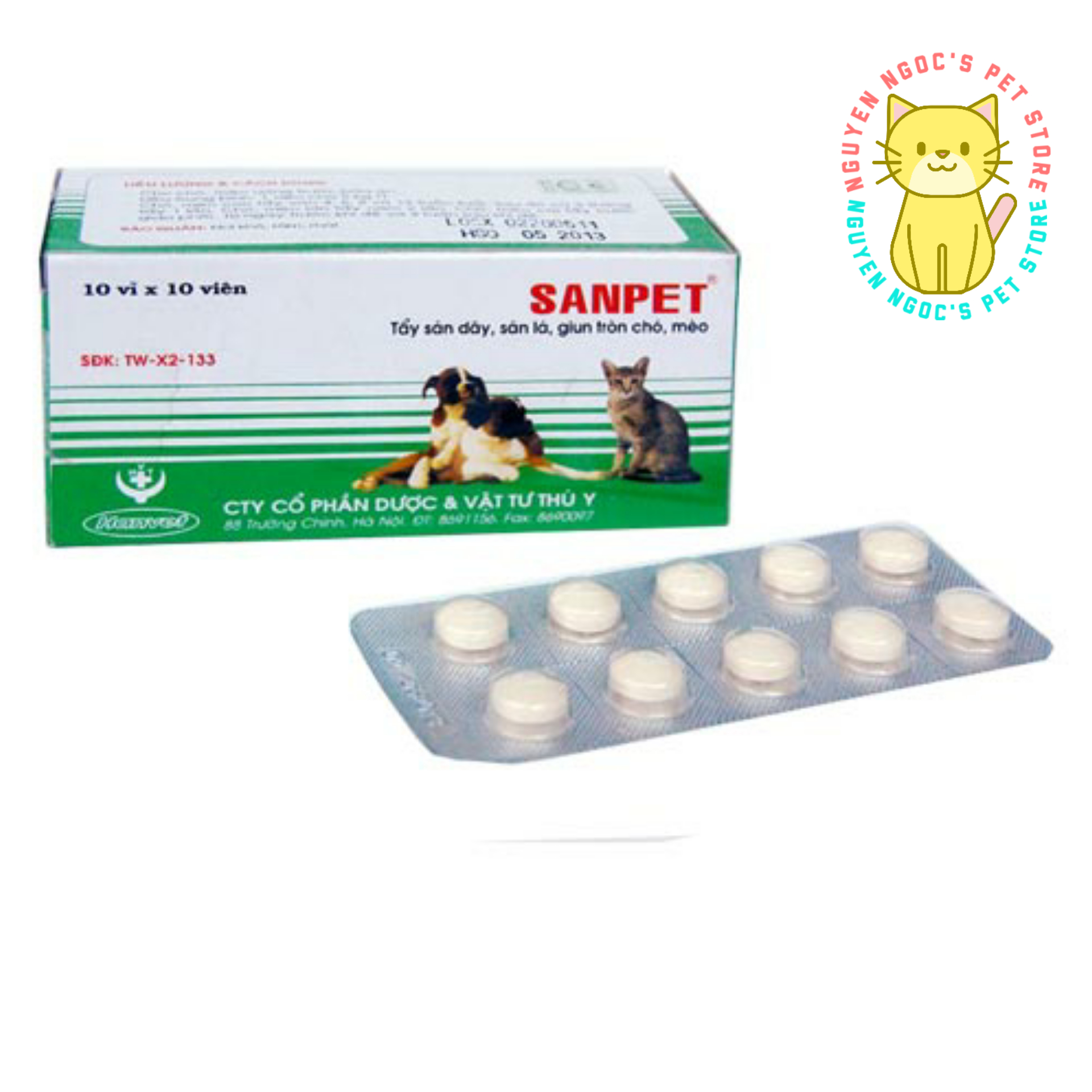 HV SanPet - Hộp 100 viên ngăn ngừa giun sán dùng cho chó mèo