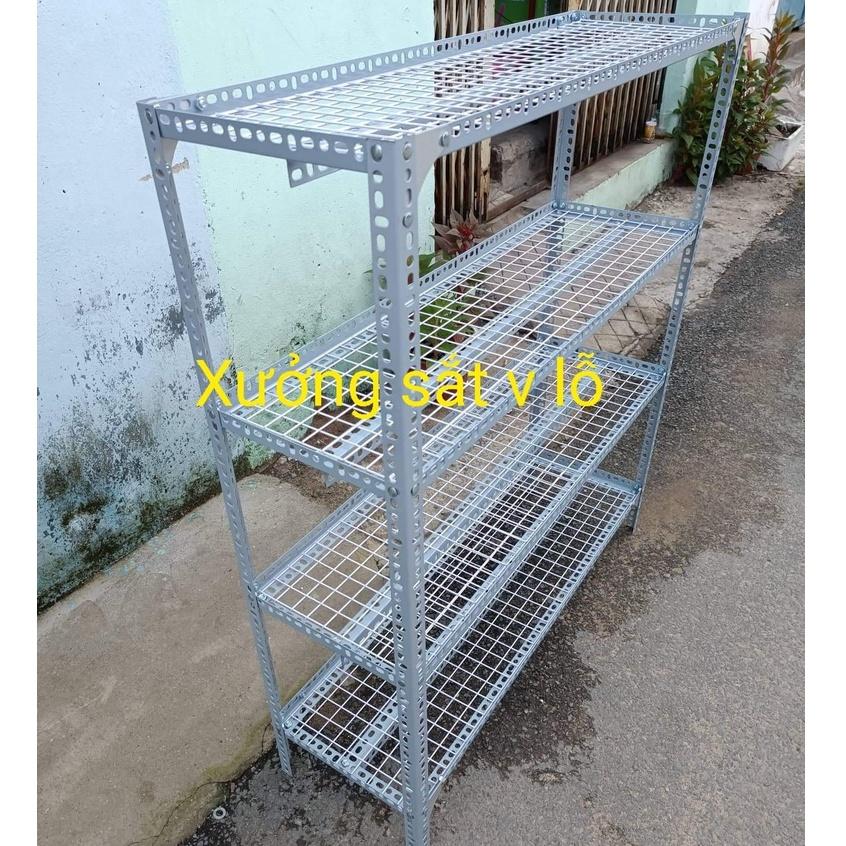 Kệ sắt v lỗ ( vỉ lưới sắt ô vuông) Rộng 40cm x Dài 1,2M ( Cao từ 60cm đến 1,5M) Nhiều tầng kệ