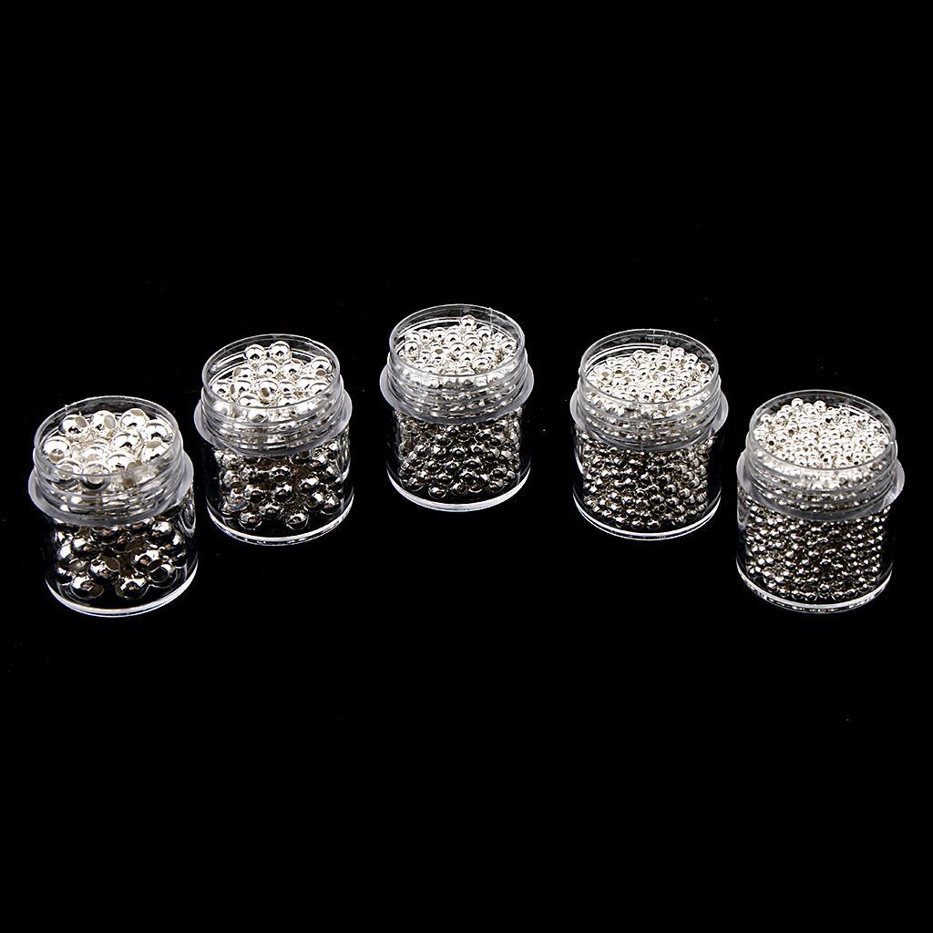 5 Bottles Stainless Steel Loose Spacer Bead DIY Assorted 2mm-5mm  LOT