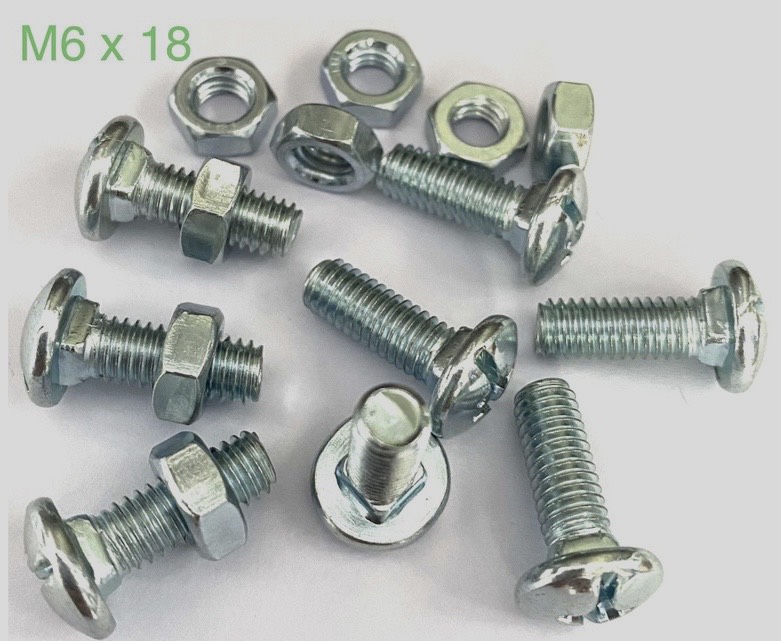 ỐC BẮT KỆ SẮT V LỖ ĐỰNG ĐỒ ĐA NĂNG ĐẦU TRÒN CỔ VUÔNG M6 x 18, M8 x 15 _ THEO BỘ