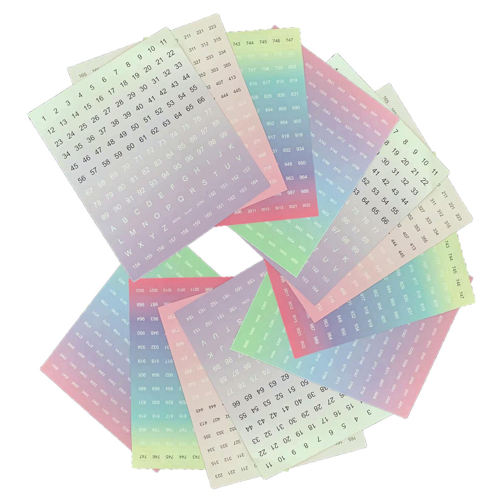 12 Sheet Color Number Stickers Labels for Accessory Storage Box for Adults Kids