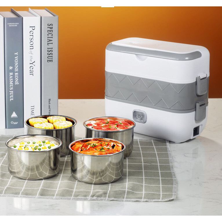 Hộp Cơm Hâm Nóng 2 Tầng 4 Ngăn Bucook DFH-C02 Dung Tích 2l 200W