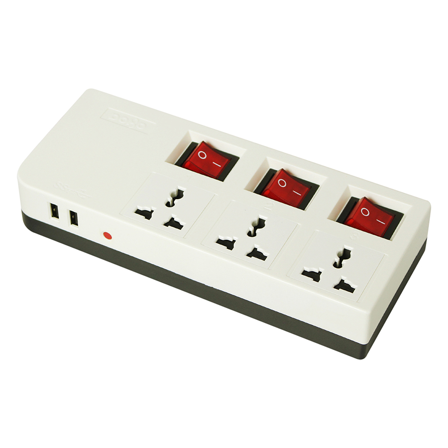 Ổ Cắm Dài 3 Lỗ Kèm Cổng USB Dobo Electric Korea - Trắng