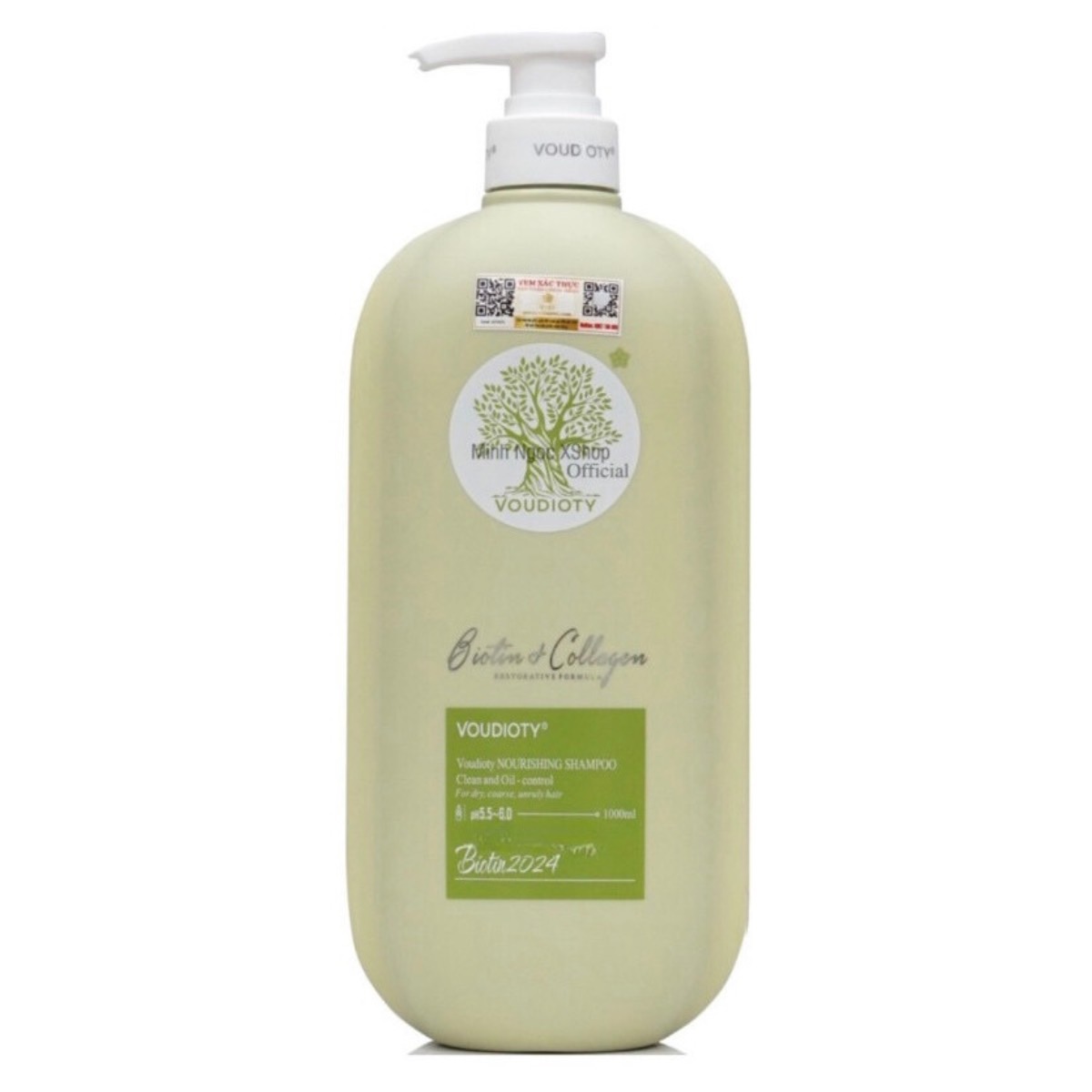 DẦU GỘI VOUDIOTY NOURISHING OIL CONTROL BIOTIN &amp; COLLAGEN XANH RÊU MỀM MƯỢT NGĂN GÃY RỤNG CHO TÓC &amp; DA ĐẦU DẦU NHỜN 1000ML NEW 2024