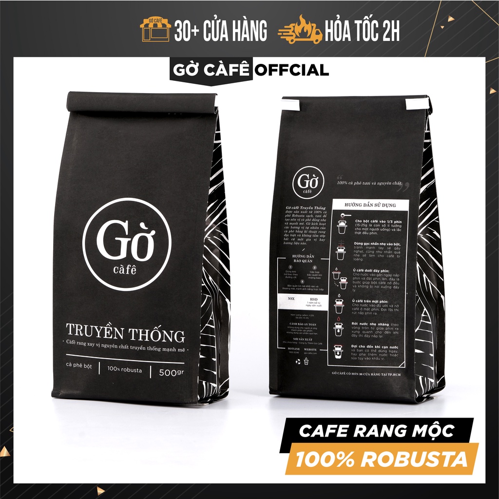 Cà phê gu TRUYỀN THỐNG 100% ROBUSTA RANG VỪA, mộc, rang xay nguyên chất Gờ cafe