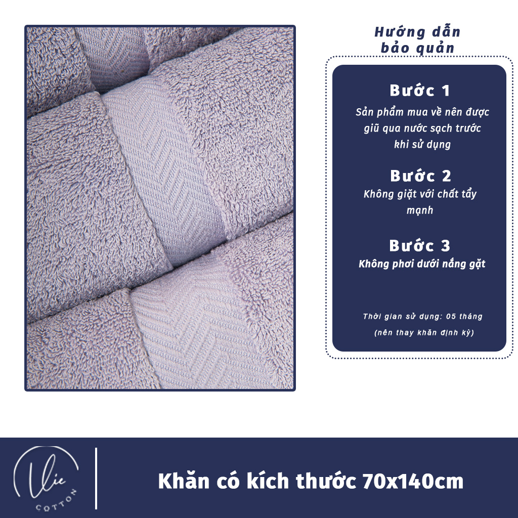 Set 2 Khăn Tắm Cao Cấp VieCotton 100% Cotton Siêu Dày Siêu Mềm Mịn Thấm Hút Cam Kết Giao Đúng Màu - HNC70