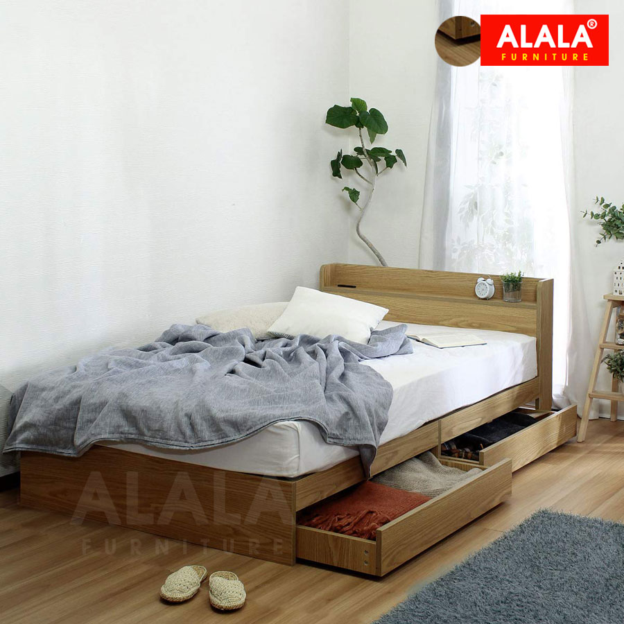 Giường ngủ ALALA02 + 2 hộc kéo / Miễn phí vận chuyển và lắp đặt/ Đổi trả 30 ngày/ Sản phẩm được bảo hành 5 năm từ thương hiệu ALALA/ Chịu lực 700kg