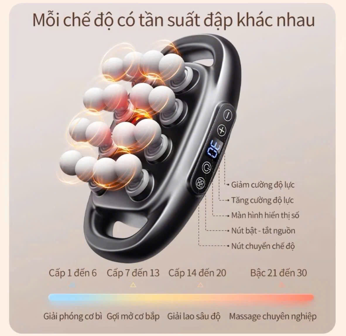 [Tặng củ sạc + cáp sạc] Máy Massage Toàn Thân Cầm Tay 16 Đầu, Máy Mát Xa Đấm Lưng 16 Đầu GDV - Hàng Chính Hãng