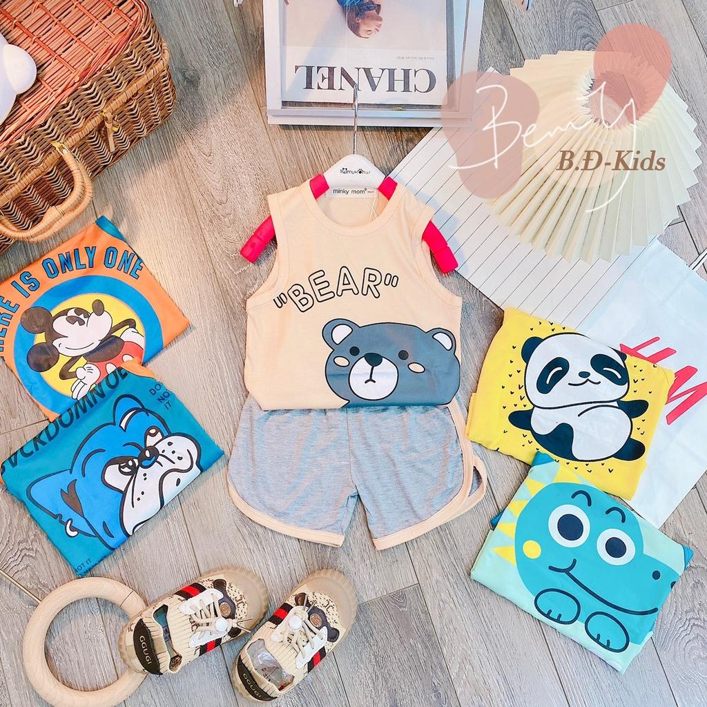 Bộ ba lỗ thun lạnh in hình quần vát cho bé trai bé gái từ 7-27kg - hàng Minky Mom mềm mịn mát