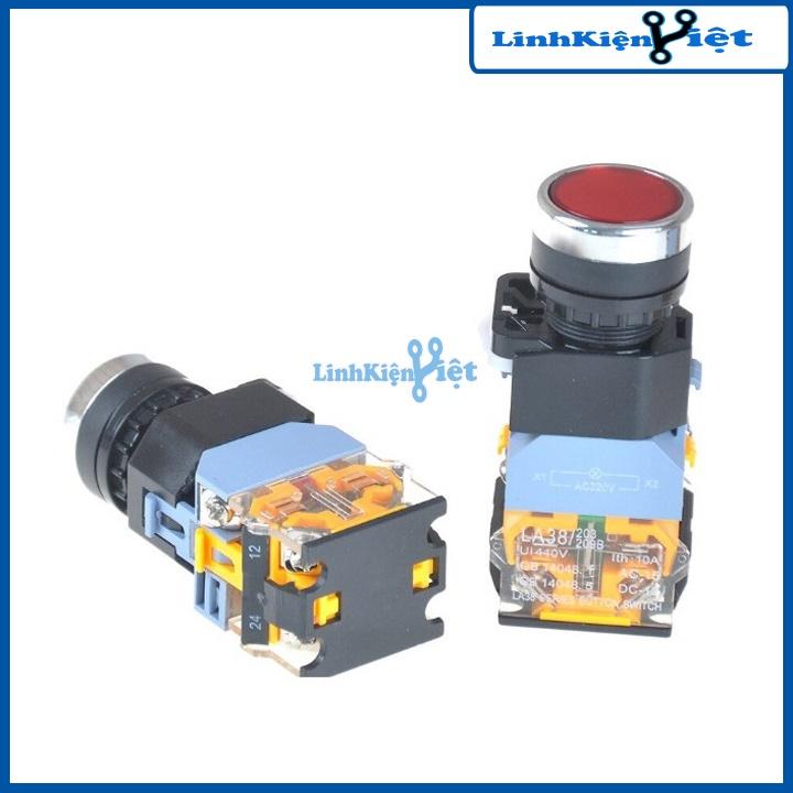 Nút nhấn đề - Nút Nhấn Đề Giữ Có Đèn LA38 380V-10A 2 Thường Đóng