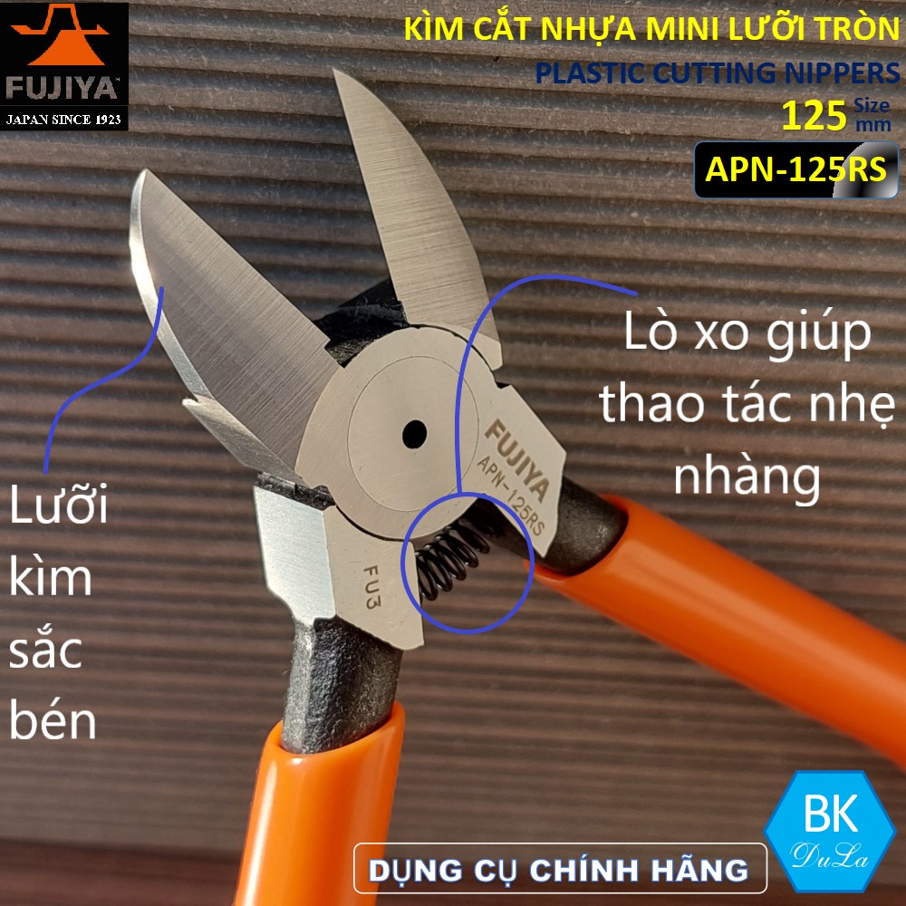 Kìm cắt nhựa lưỡi tròn 5 inch/ 125mm Fujiya APN-125RS Công nghệ Nhật Bản- Kìm cắt bavia