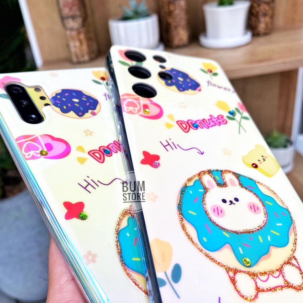 Ốp Lưng Silicon Dẻo Donuts Họa Tiết Đính Đá Cho Dòng SS Galaxy S21Ultra/S21+/S20Ultra/ S20+/ Note20 Ultra/ Note20 /N10+/N10
