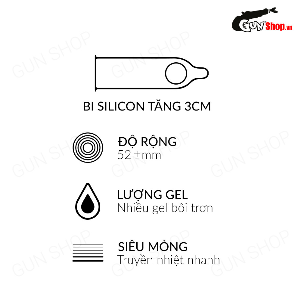 Hộp 10 cái] Bao cao su OLO 0.01 Bead Entering - Siêu mỏng, bi tăng thêm 3cm kèm 1 chiếc BCS Gun Super Thin