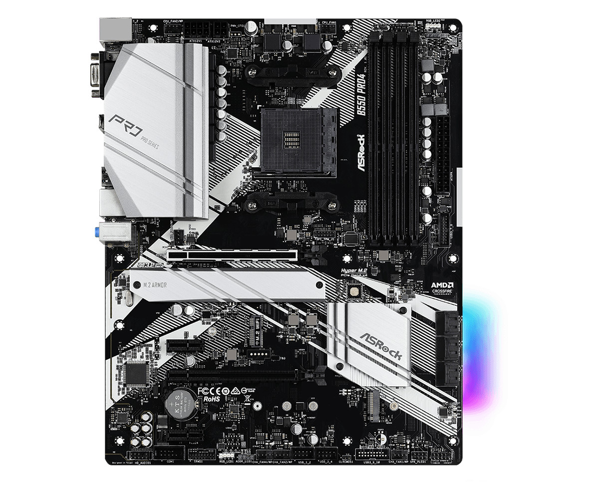 Bo mạch chủ Mainboard ASRock B550 Pro4 Supports 3rd Gen AMD AM4 Ryzen - Hàng Chính Hãng