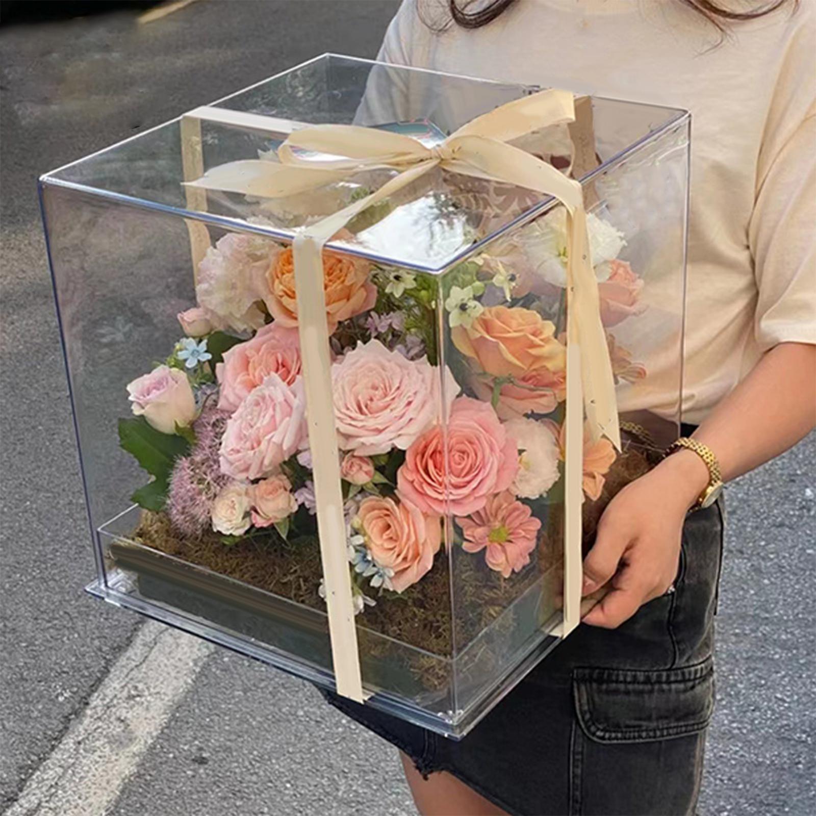 Acrylic Flower Box Wedding , Rose Floral Box Empty