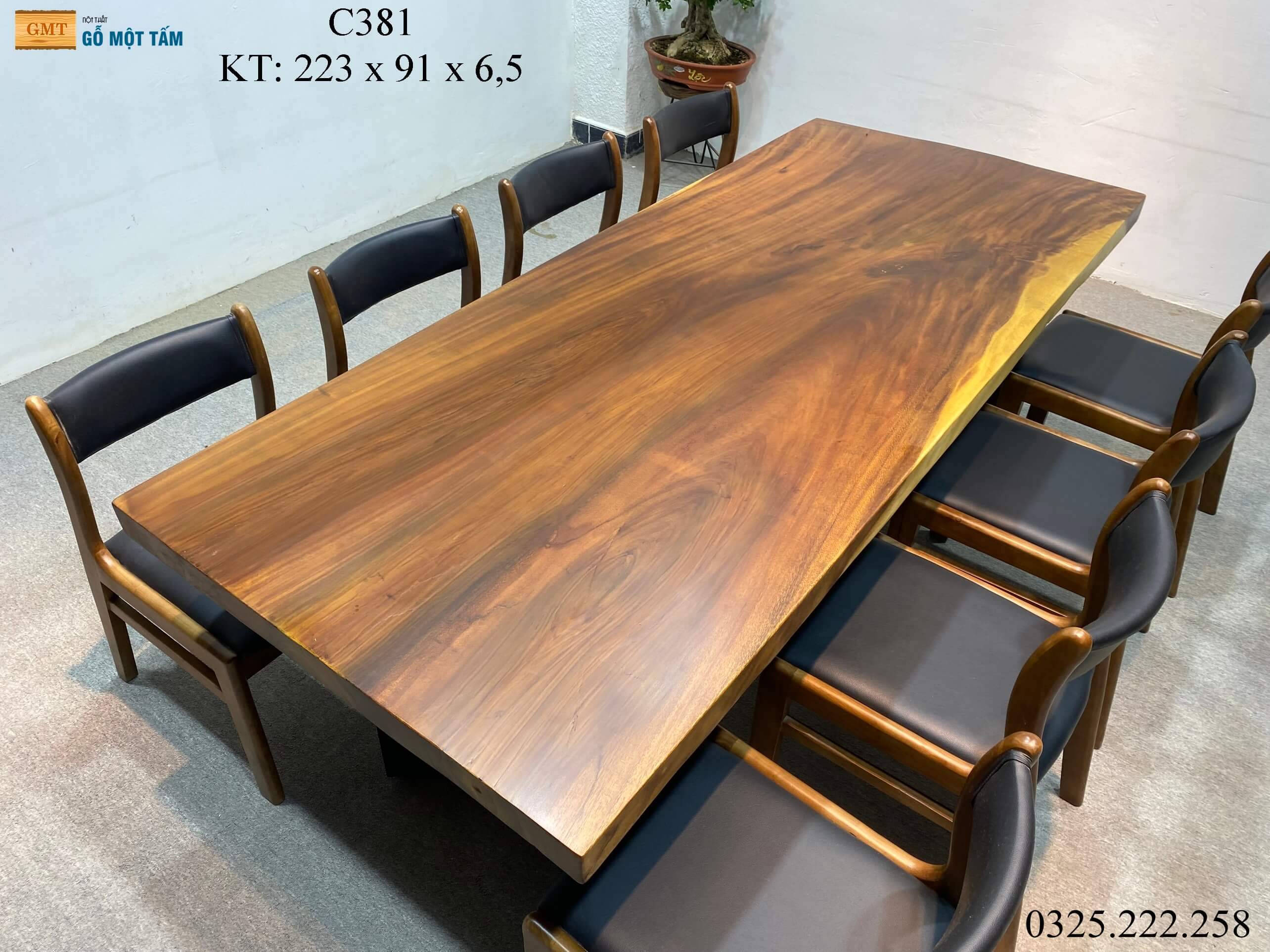 Bàn Sân Vườn Gỗ Me Tây, Bàn Ăn Gỗ Me Tây, Bàn Gỗ Me Tây Nguyên Tấm Dài 2,23m Rộng 91cm Dày 6,5cm