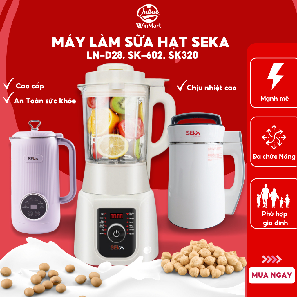 Máy Làm Sữa Hạt Đa Năng SEKA E300 (SK-602) 12 Chức Năng Ưu Việt - Hàng Chính Hãng