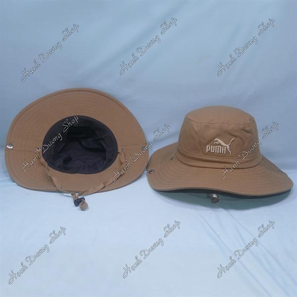 Nón tai bèo nam vành rộng 8 cm thêu chữ Puma con báo - Kaki