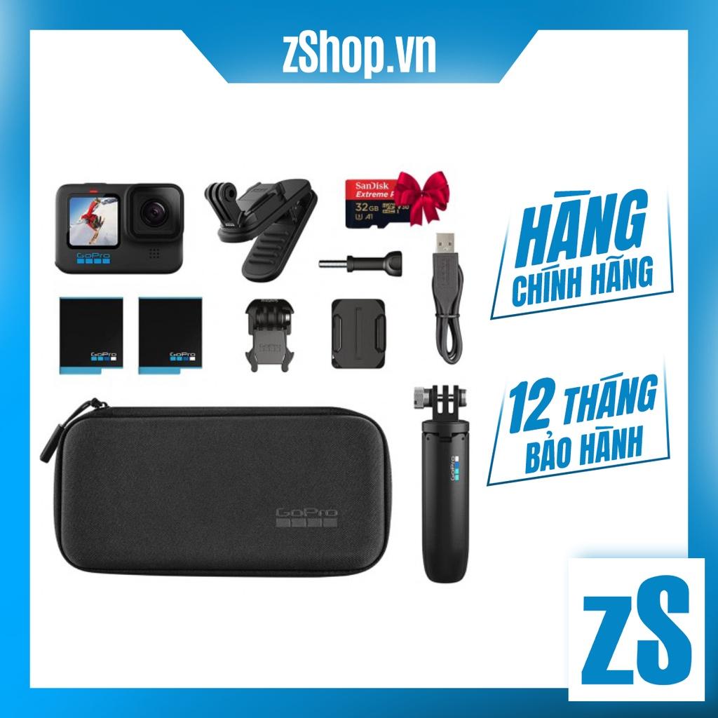 GoPro HERO10 Black Bundle (Magnetic Swivel Clip, 2 Pin, Shorty Grip) - Hàng chính hãng