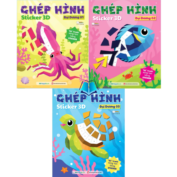 Sách - Ghép Hình Sticker 3D - Chủ Đề Đại Dương 3 cuốn