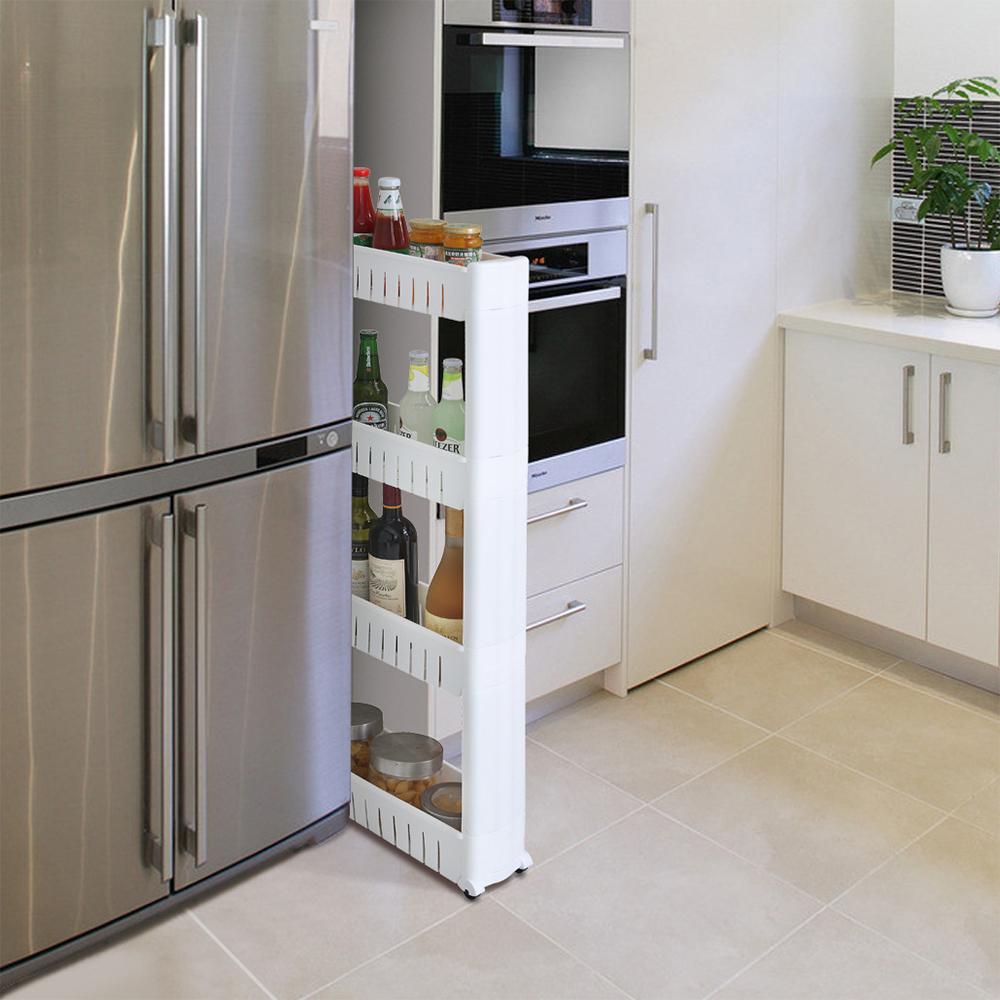 Giá để đồ 4 tầng màu trắng Nhỏ gọn Tiết kiệm không gian được làm bằng chất liệu nhựa PP cao cấp