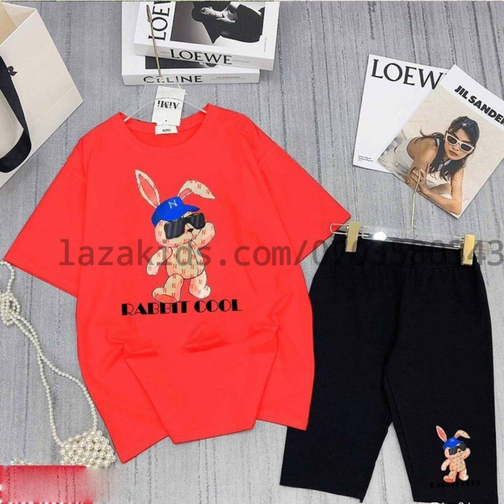 Set áo thun quần ngố bé gái vải cotton mềm đẹp 4 chiều chính phẩm RABBIT COOL cho bé 4 tuổi-14 tuổi