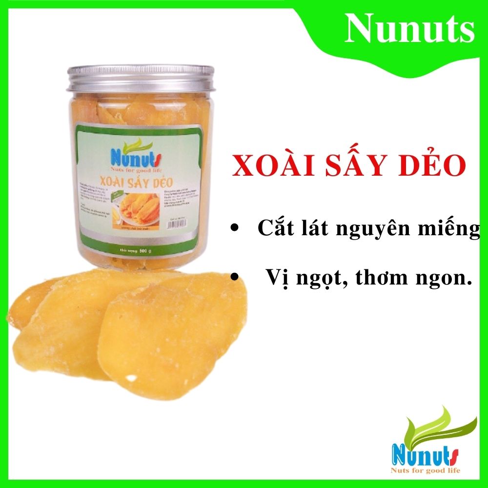 XOÀI SẤY DẺO THƠM NGON NGUYÊN MIẾNG NUNUTS ( 1 HŨ 500G)