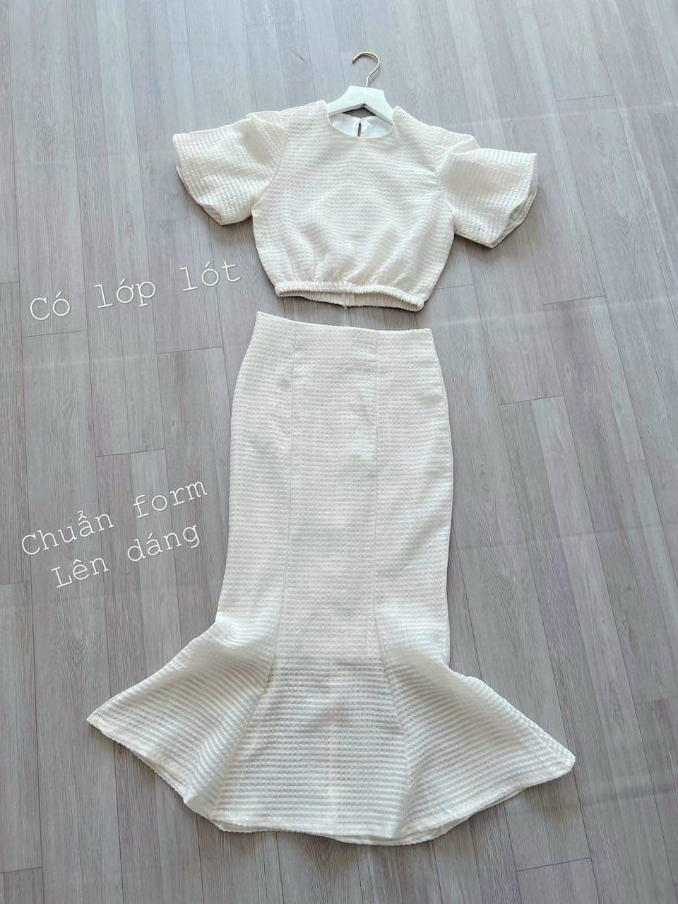 Set Đồ Áo Tay Phồng &amp; Kèm Chân Váy Đuôi Cá (có lót tay-có lót váy) Dễ Thương