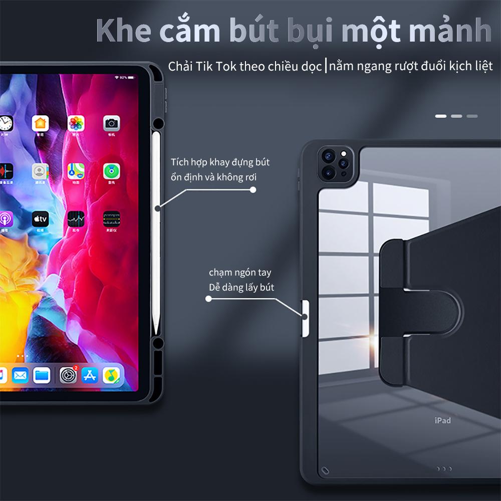 Bao da ipad GOOJODOQ ốp lưng cho Air 4/5 Pro 11 10th 9th 8th 7th Gen với Giá đỡ bút chì Xoay 360 độ