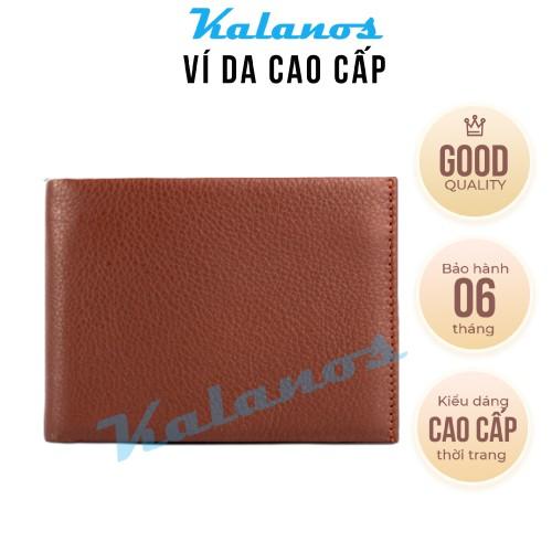 Ví nam da bò cao cấp Kalanos KBN080-Nau dáng ngang, Ví da bò nam cao cấp đẹp, Bóp ví da bò rẻ đẹp màu nâu đỏ