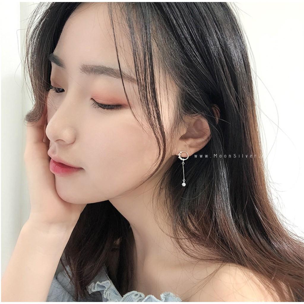 Khuyên tai bạc vòng tròn đối xứng