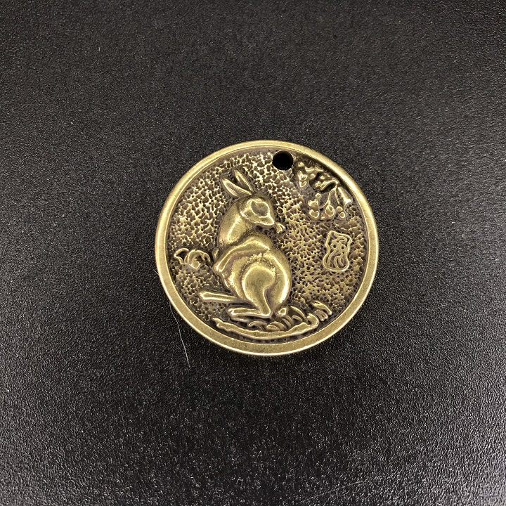 Mặt đồng xu đồng hình con Thỏ, làm móc đeo chìa khóa, mặt dây chuyền, quà tặng người thân, bạn bè ý nghĩa - SP002433