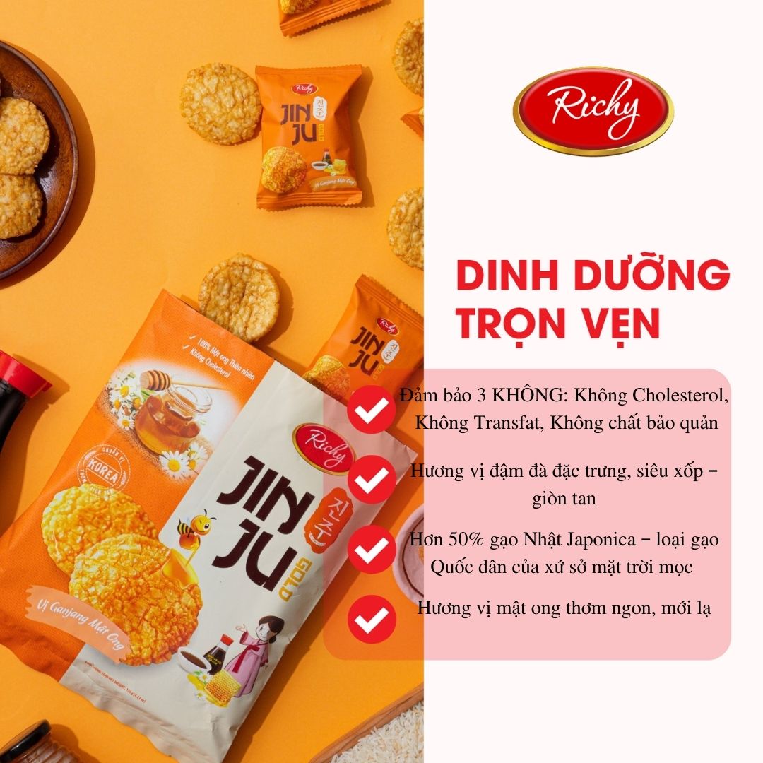 Bánh gạo Jinju Gold hương vị Ganjang mật ong