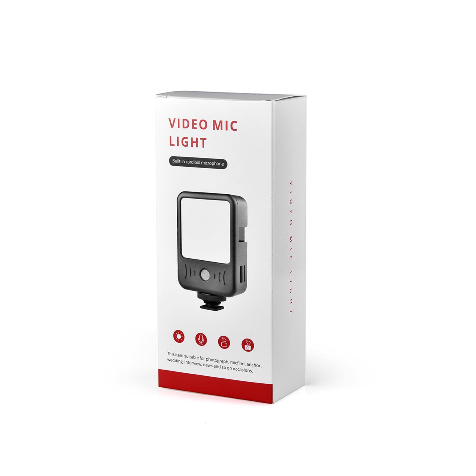 LED Video Light Mic Recording Camera Photo Light Remote Working Interviews