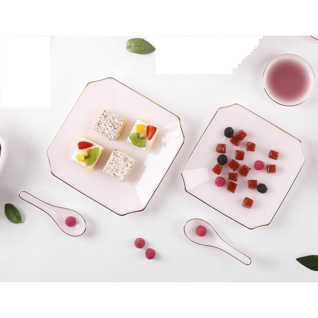 Bộ bát đĩa 18 sản phẩm thủy tinh ngọc Luxury USA Homeset màu hồng ngọc Ruby