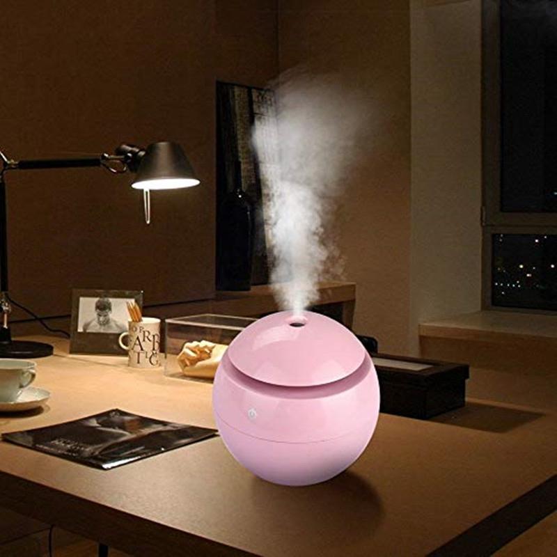 130ML USB Hương Thơm Khuếch Tán Tinh Dầu Siêu Âm Thanh Mát Sương Máy Tạo Độ Ẩm Không Khí 7 Đèn LED Đổi Màu Đèn Ngủ Cho Văn Phòng Nhà