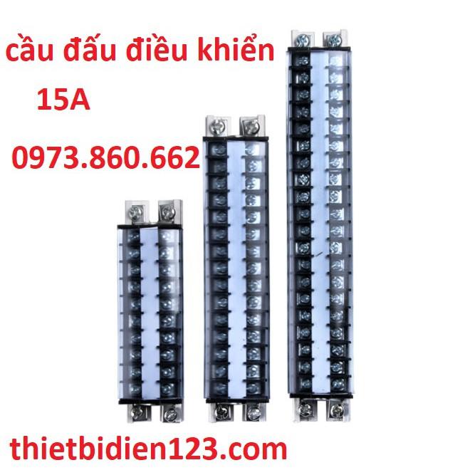 Cầu đấu chất lượng tốt 15A - TD1510, TD1520 , đế thanh rail nhôm, có kẹp 2 đầu chắc chắn