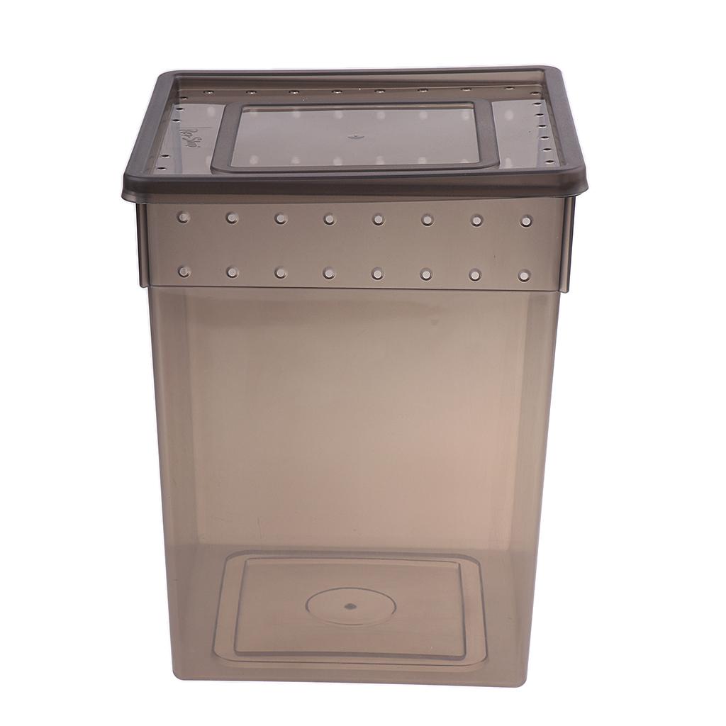Reptile Feeding Box Transparent Cage Hatching Container for Lizard Frog Black