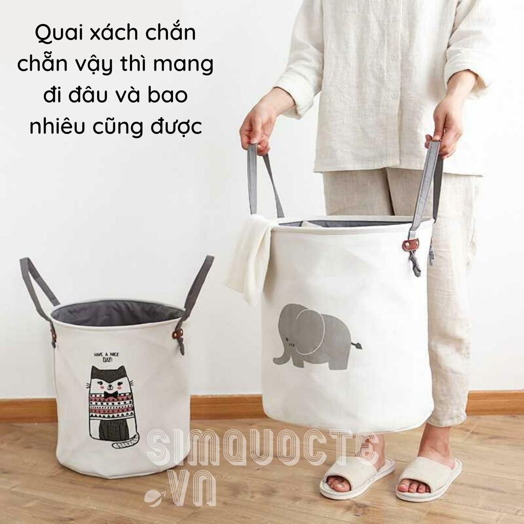 Giỏ đựng quần áo bẩn, sọt vải đựng đồ chơi gấp gọn phong cách Nhật Bản