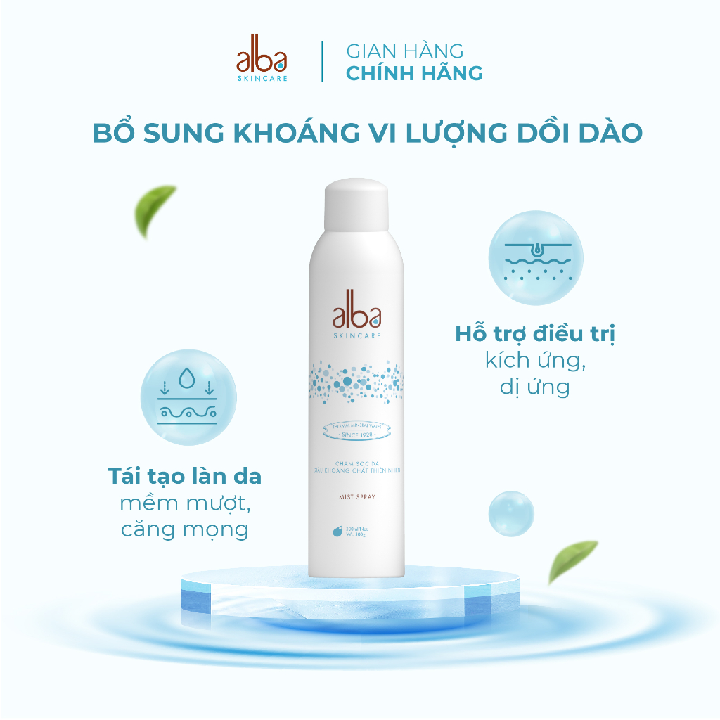 Combo 2 Xịt khoáng Alba Skin Care chống lão hóa dưỡng ẩm dành cho da khô 300ml