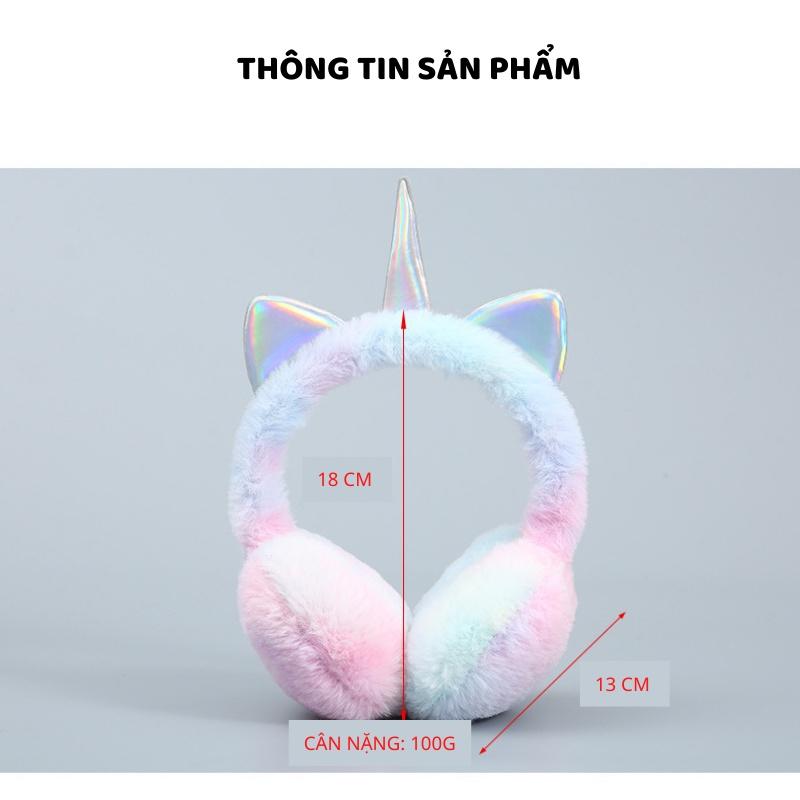 Bịt tai trẻ em, chụp tai giữ ấm cho bé gái Kỳ lân Unicorn Ngựa Pony nhiều màu sắc đáng yêu Xu Xu Kids