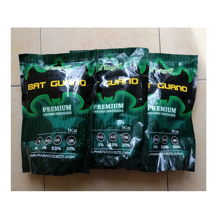 3 GÓI PHÂN DƠI HỮU CƠ BAT GUANO VIETGRO (GÓI 1KG) - TĂNG KHẢ NĂNG HẤP THỤ DINH DƯỠNG, TẮNG NĂNG SUẤT CÂY TRỒNG