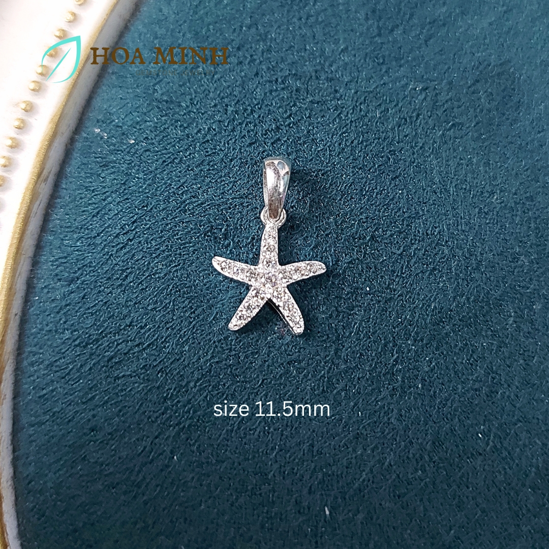 Mặt dây chuyền bạc kiểu ngôi sao biển đính đá size 11.5mm