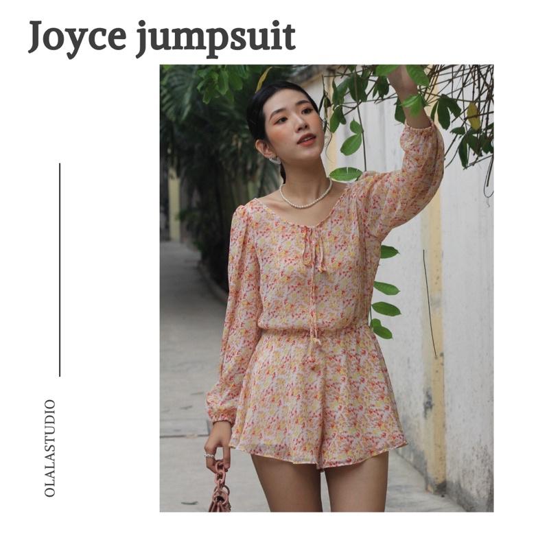 OLALASTUDIO Jumpsuit ngắn họa tiết voan hoa tay dài