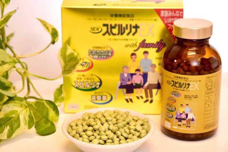 Tảo Vàng Spirulina EX Nhật Bản (Hộp 2 lọ, mỗi lọ 1000 viên)