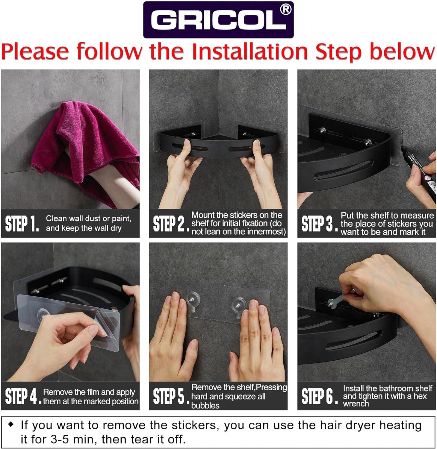 Góc kệ phòng tắm mà không cần khoan bằng nhôm hàng không với 2 móc để chống vòi hoa sen hỗ trợ cho 2 phòng