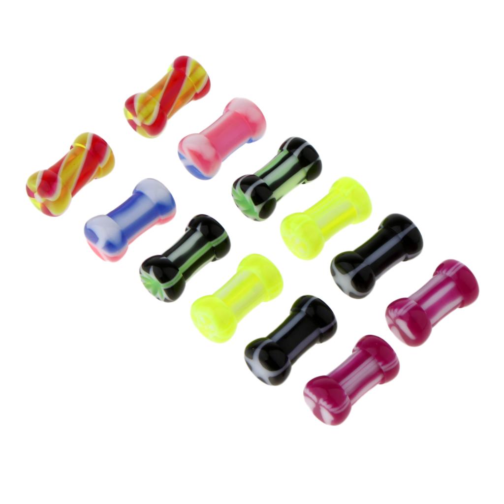 6 Pairs Colorful Acrylic Screw Fit Ear Tunnel Plugs Stretcher Expander