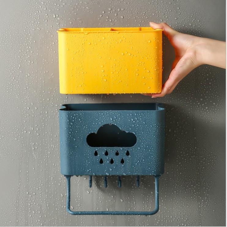 Kệ treo nhà bếp dán tường hình đám mây đựng muỗng đũa+ tặng kèm khăn lau tay