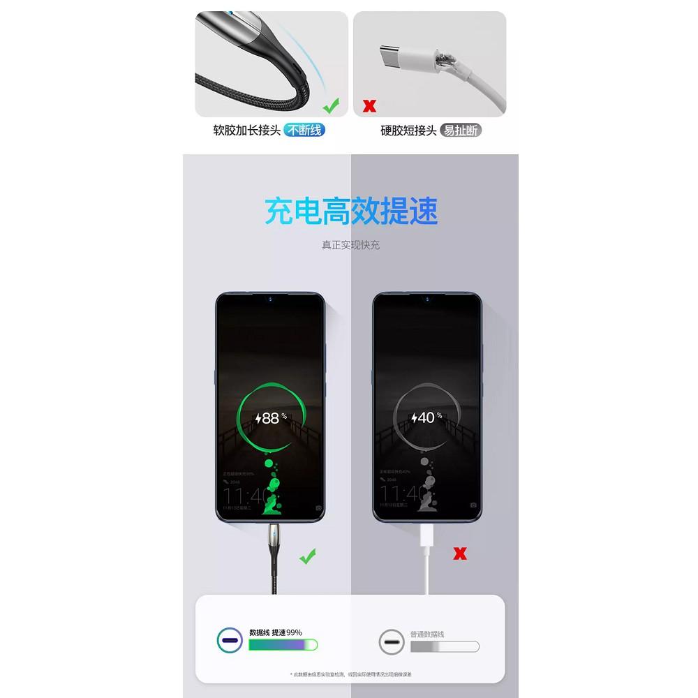 Cáp sạc và truyền dữ liệu Baseus Horizontal cổng TypeC dài 1M max 3A - Hàng Chính Hãng
